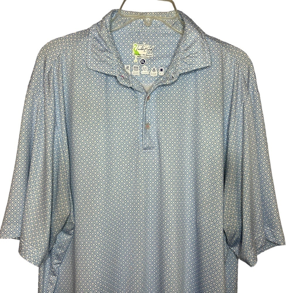 TailorByrd Performance Golf Polo XL Blue Geometric Quick Dry SPF - Picture 2 of 11